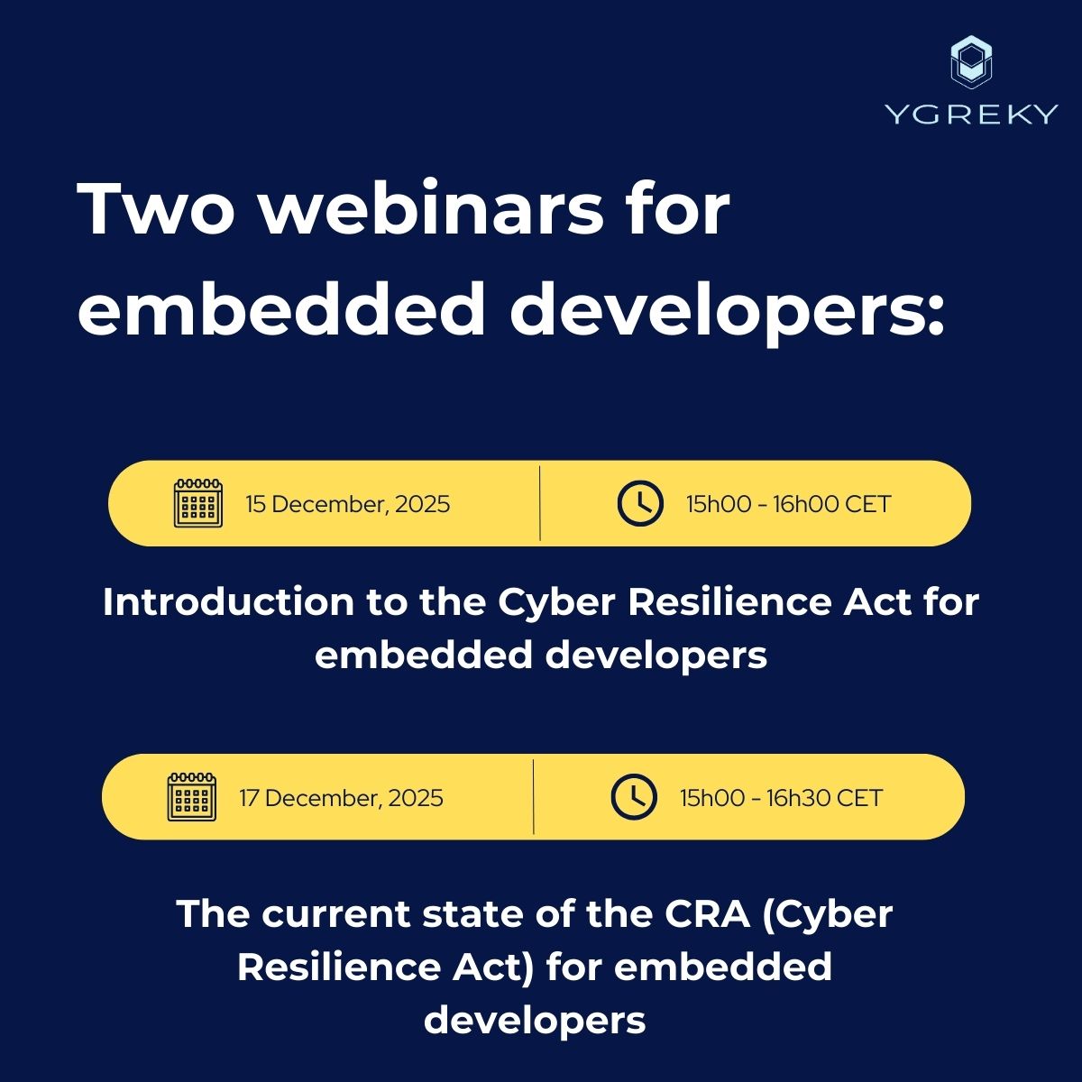 Two webinars for embedded developers